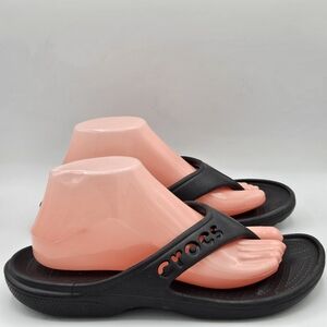 Crocs 11998 black between the toe thong style sandals men's 6 women's 8